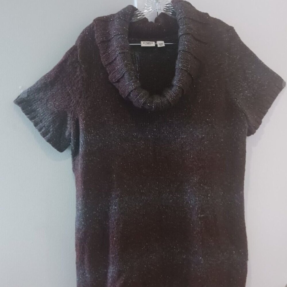 Cato Womans Plus Size 18/20 Wool Blend Purple Short Sleeve Cowl Neck Sweater Top